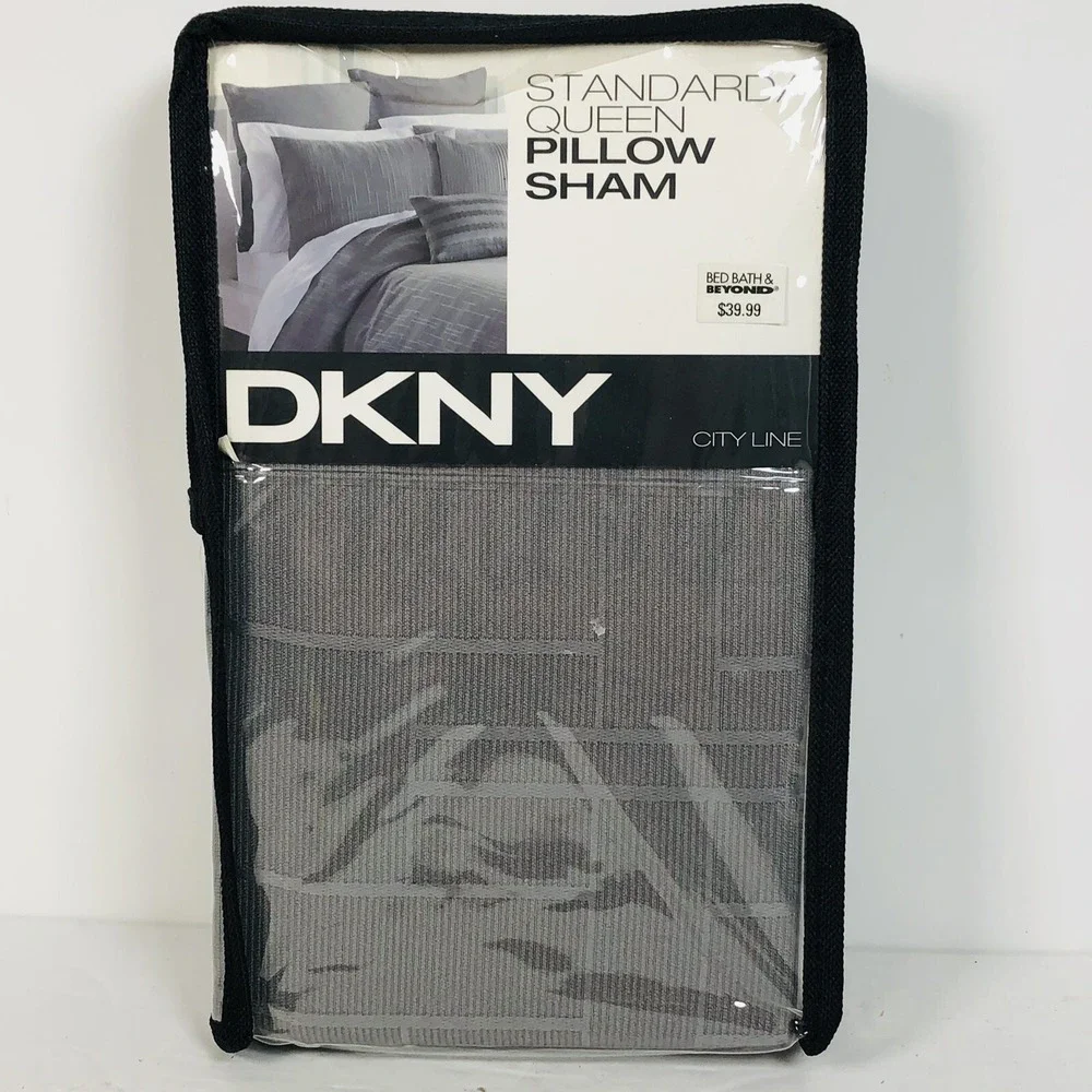 New Grey Dkny City Line Sham Standard Size Fast Shipping‎ 20